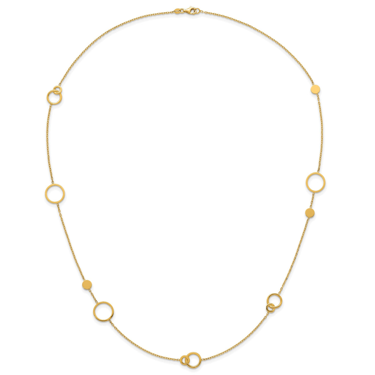 14k Polished Circle Pattern Necklace-SF3237-25.5