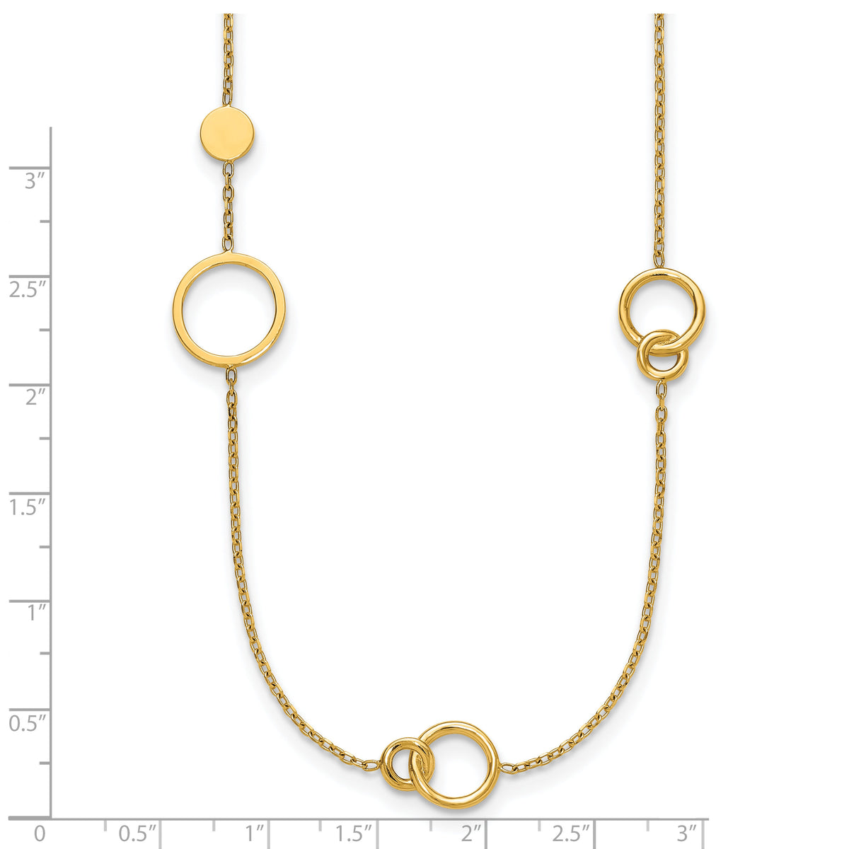 14k Polished Circle Pattern Necklace-SF3237-25.5