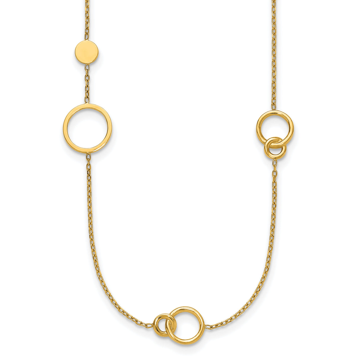 14k Polished Circle Pattern Necklace-SF3237-25.5
