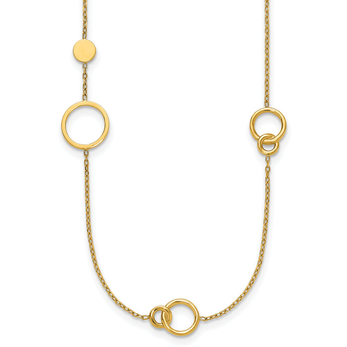 14k Polished Circle Pattern Necklace-SF3237-25.5