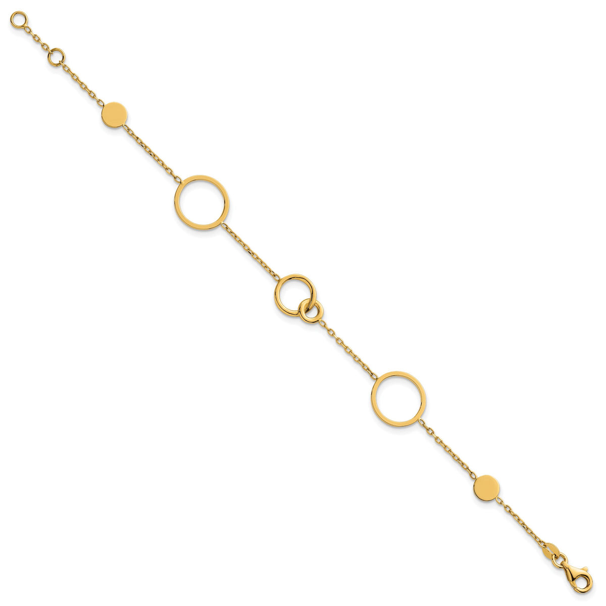 14k Polished Circle Pattern Bracelet-SF3237-7.25