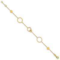 14k Polished Circle Pattern Bracelet-SF3237-7.25