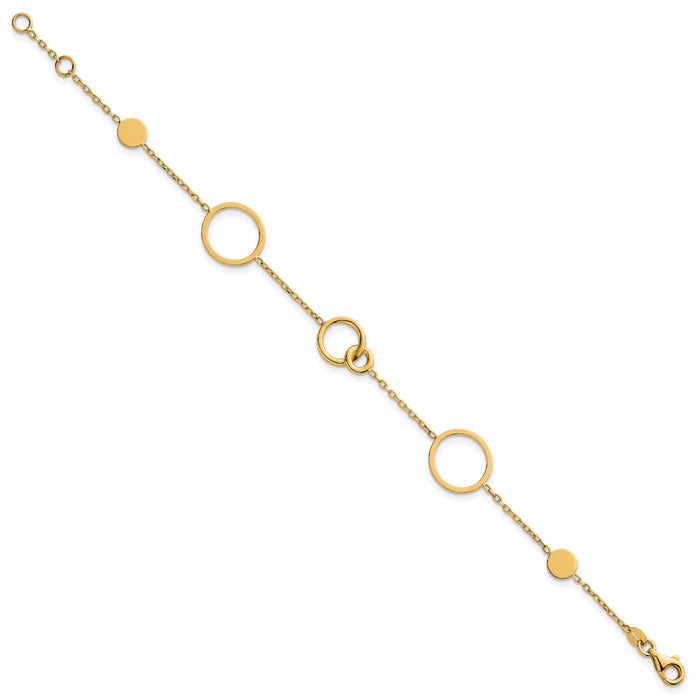 14k Polished Circle Pattern Bracelet-SF3237-7.25