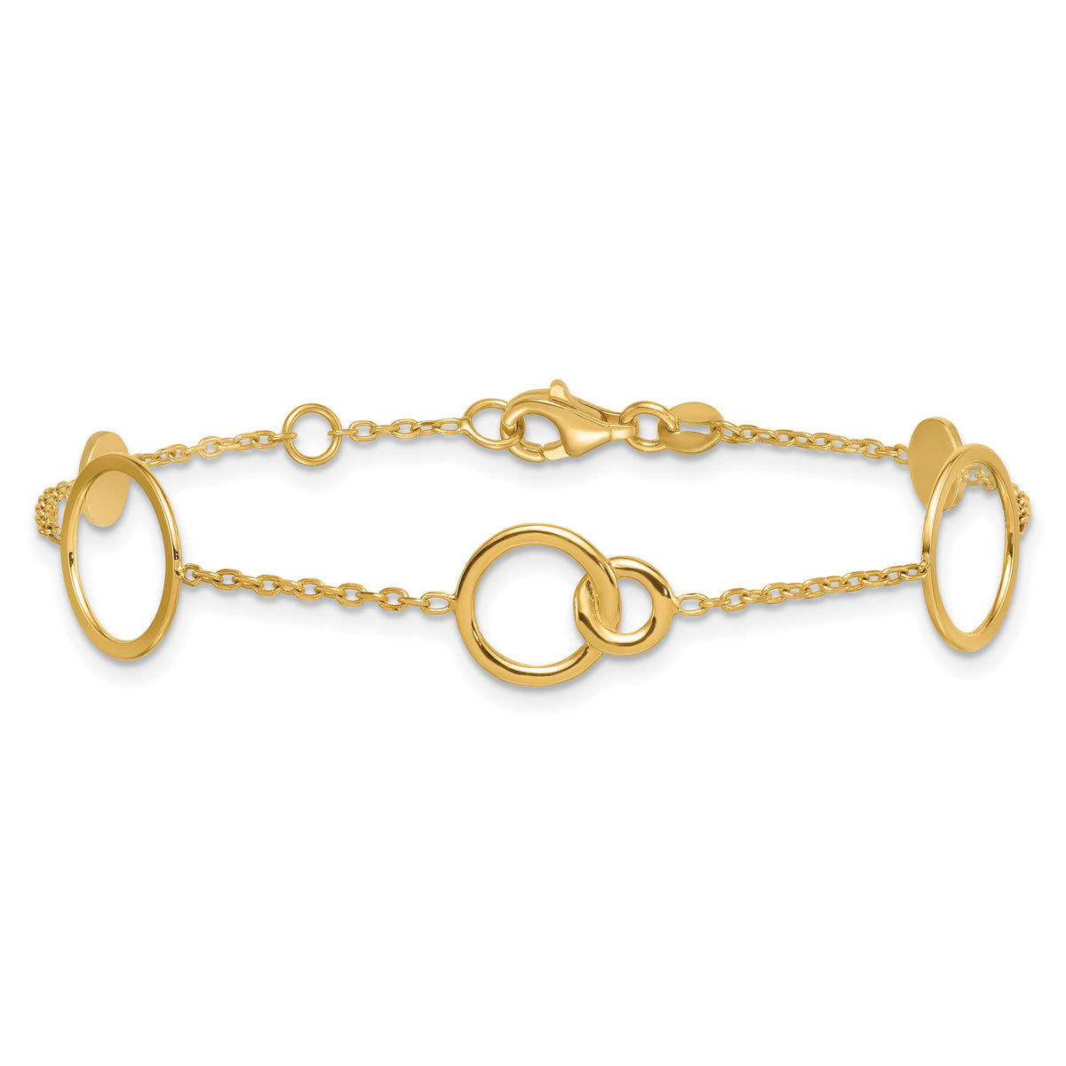 14k Polished Circle Pattern Bracelet-SF3237-7.25