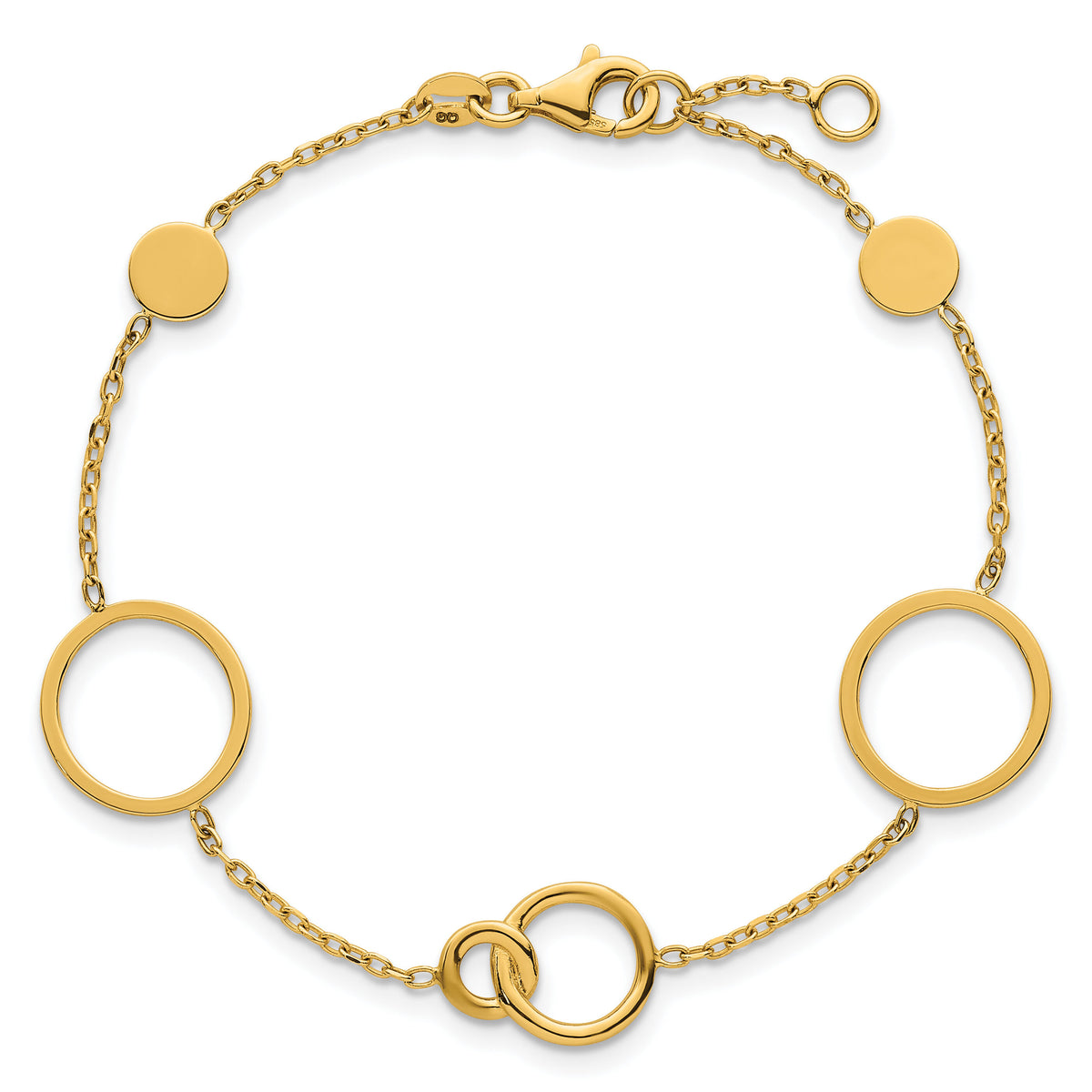 14k Polished Circle Pattern Bracelet-SF3237-7.25
