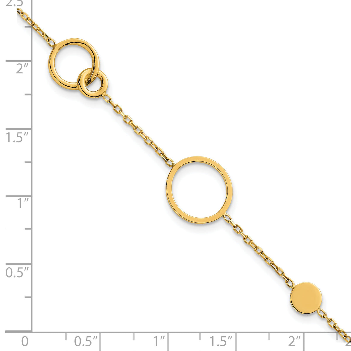14k Polished Circle Pattern Bracelet-SF3237-7.25