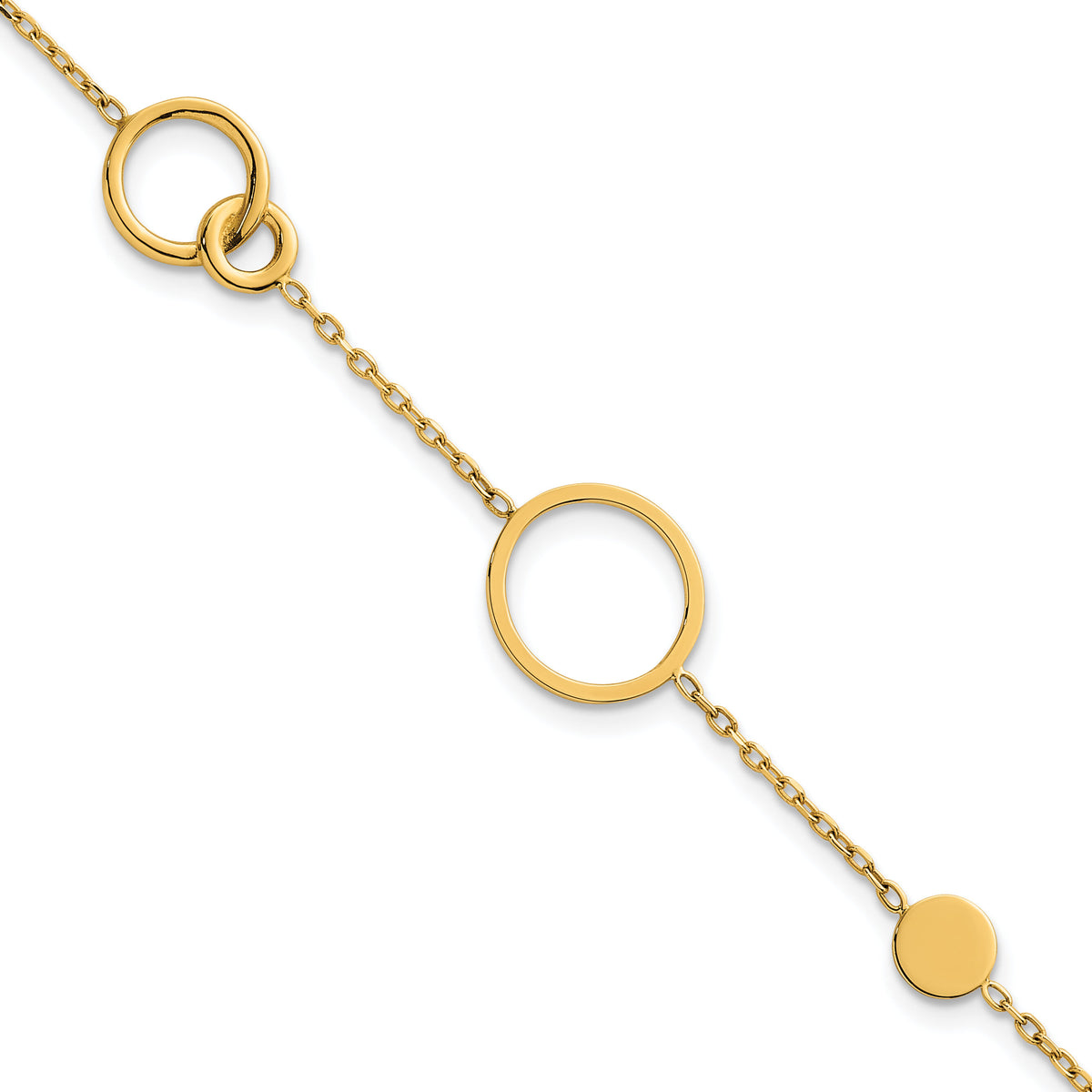 14k Polished Circle Pattern Bracelet-SF3237-7.25