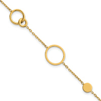 14k Polished Circle Pattern Bracelet-SF3237-7.25