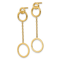14k Polished Circle Pattern Dangle Post Earrings-SF3237E