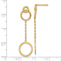 14k Polished Circle Pattern Dangle Post Earrings-SF3237E