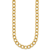 14k Polished Round Oval Chain 9mm Necklace-SF3238-18