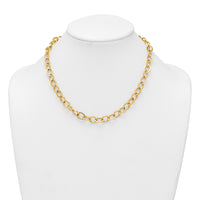 14k Polished Round Oval Chain 9mm Necklace-SF3238-18