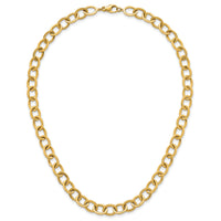 14k Polished Round Oval Chain 9mm Necklace-SF3238-18