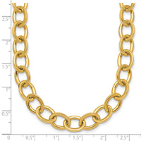 14k Polished Round Oval Chain 9mm Necklace-SF3238-18