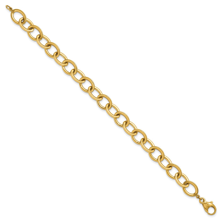 14k Polished Round Oval Chain 9mm Bracelet-SF3238-7.5
