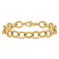 14k Polished Round Oval Chain 9mm Bracelet-SF3238-7.5