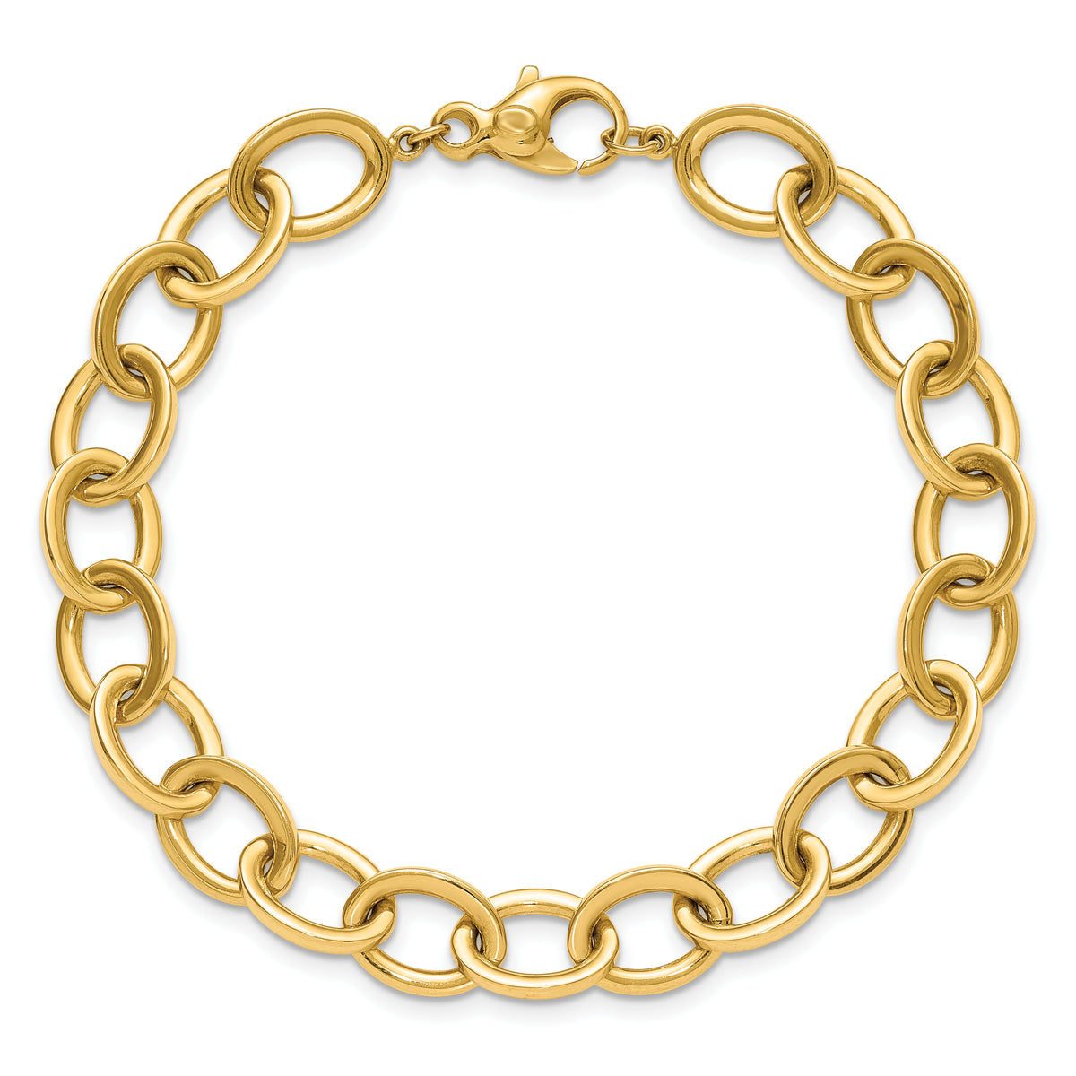 14k Polished Round Oval Chain 9mm Bracelet-SF3238-7.5