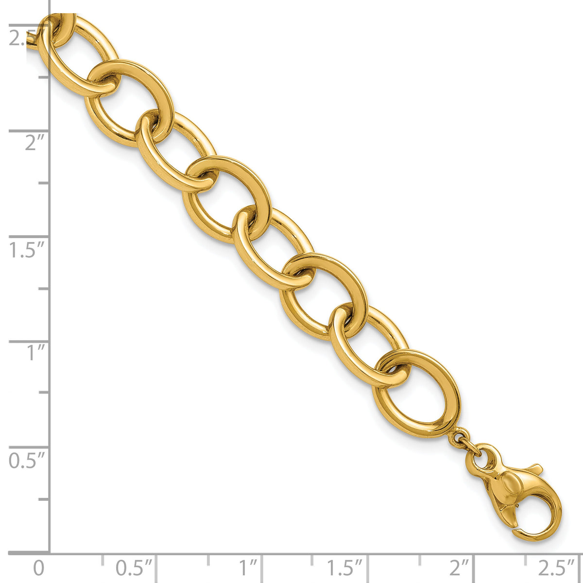 14k Polished Round Oval Chain 9mm Bracelet-SF3238-7.5