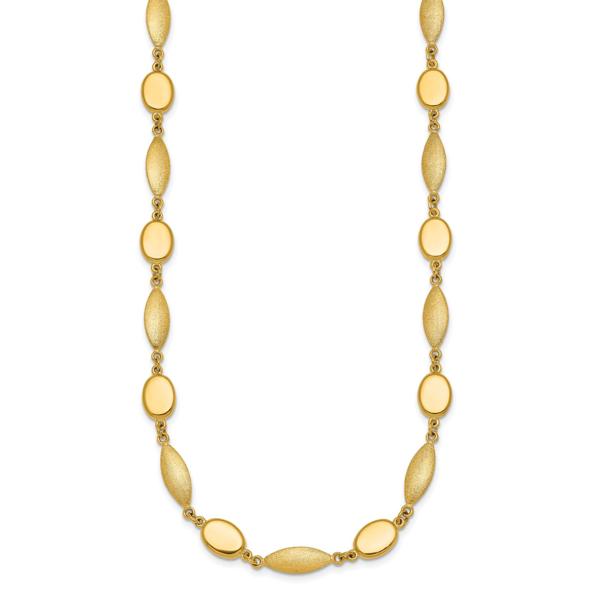 14k Polished And Brushed Fancy Link 7.5mm Necklace-SF3239-18