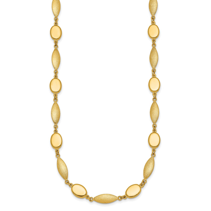 14k Polished And Brushed Fancy Link 7.5mm Necklace-SF3239-18