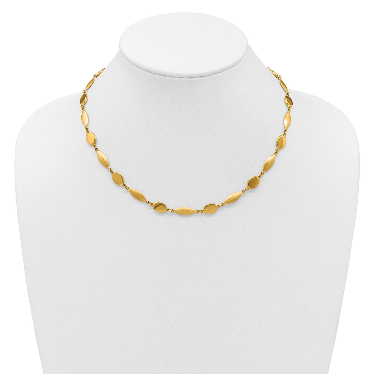 14k Polished And Brushed Fancy Link 7.5mm Necklace-SF3239-18