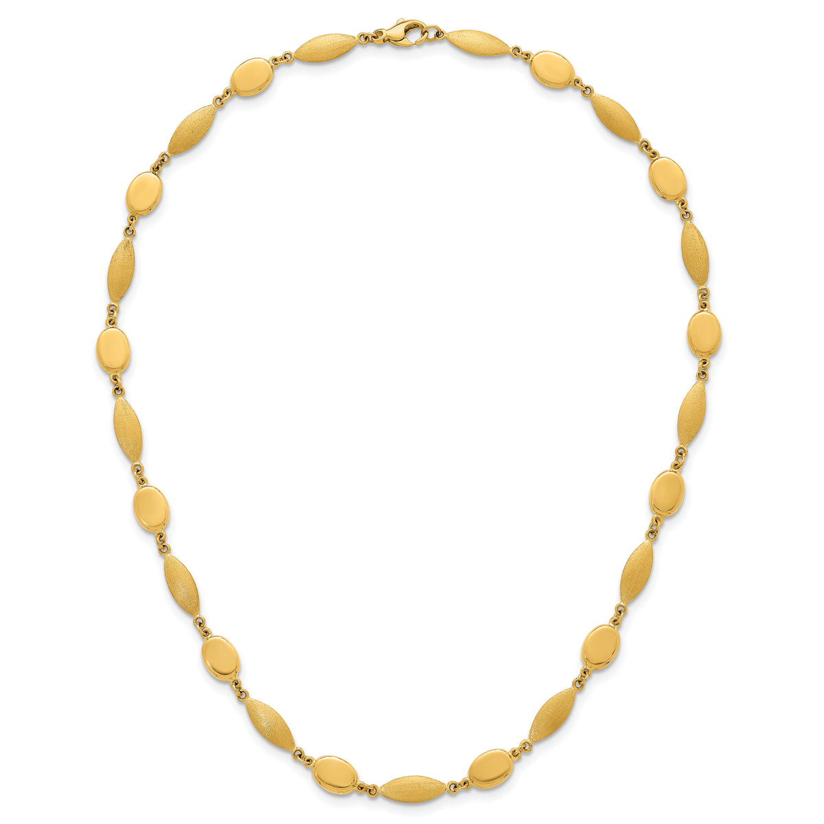 14k Polished And Brushed Fancy Link 7.5mm Necklace-SF3239-18