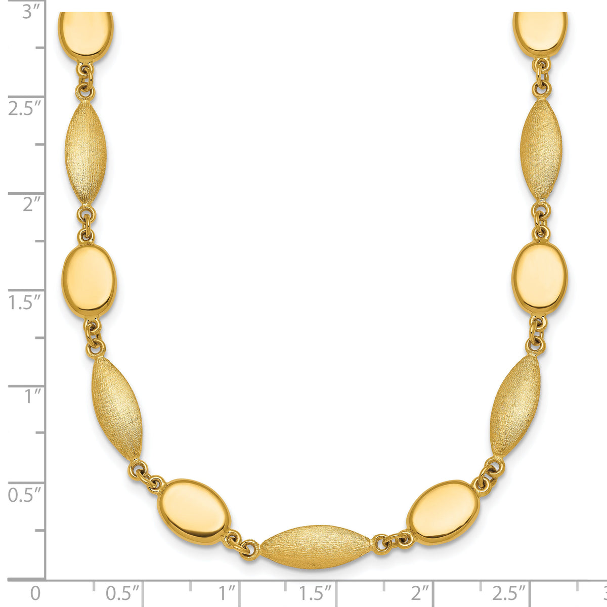 14k Polished And Brushed Fancy Link 7.5mm Necklace-SF3239-18