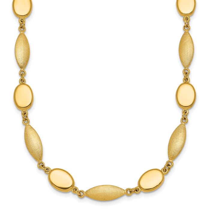 14k Polished And Brushed Fancy Link 7.5mm Necklace-SF3239-18