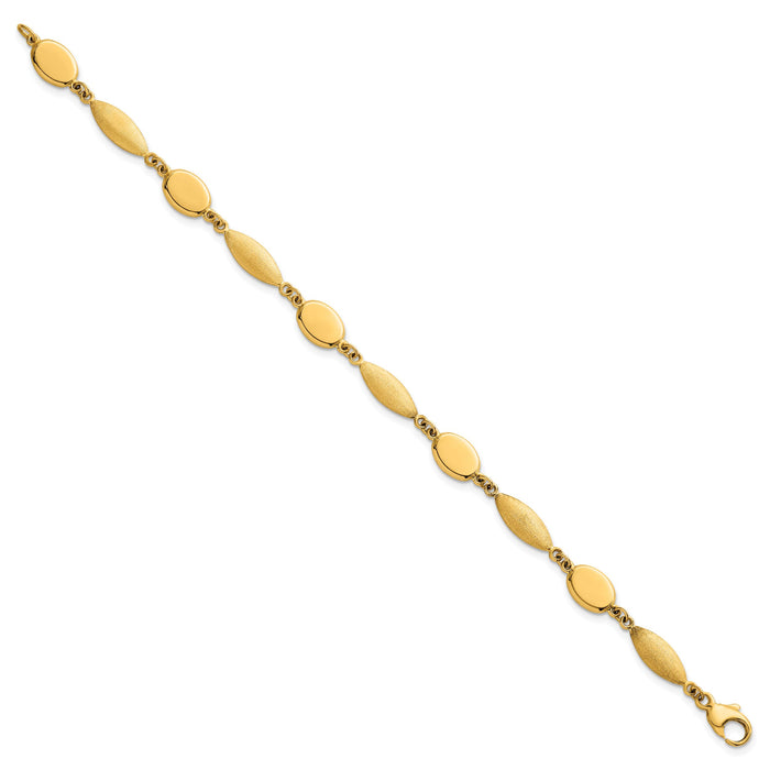 14k Polished And Brushed Fancy Link 7.5mm Bracelet-SF3239-7.25