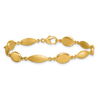 14k Polished And Brushed Fancy Link 7.5mm Bracelet-SF3239-7.25