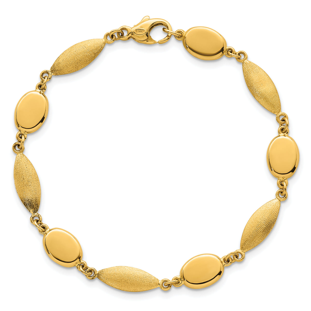 14k Polished And Brushed Fancy Link 7.5mm Bracelet-SF3239-7.25