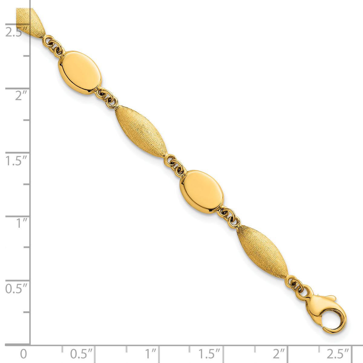 14k Polished And Brushed Fancy Link 7.5mm Bracelet-SF3239-7.25