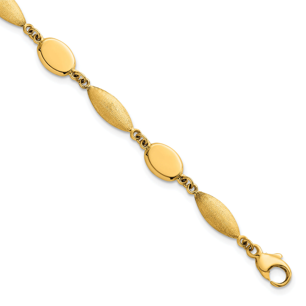 14k Polished And Brushed Fancy Link 7.5mm Bracelet-SF3239-7.25