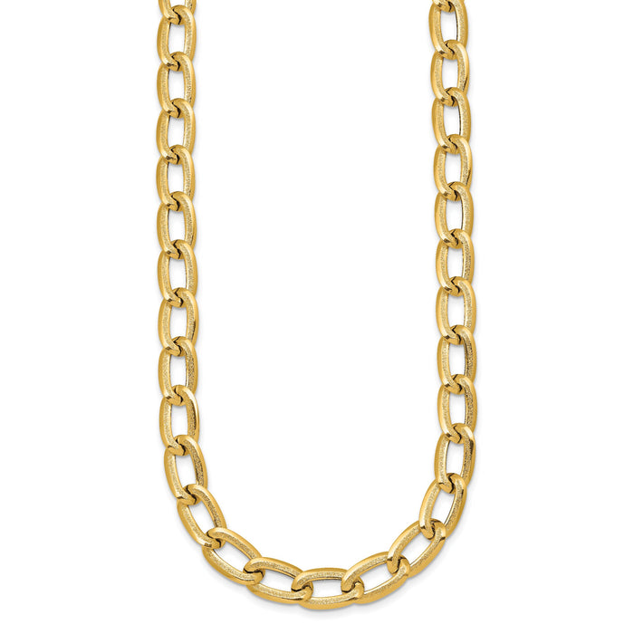 14k Polished And Textured Long Curb 18in Necklace-SF3240-18