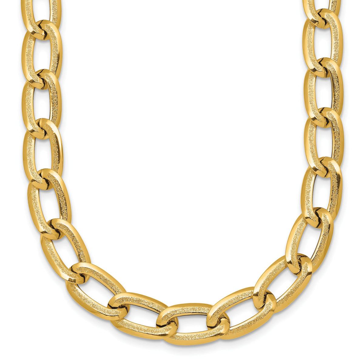 14k Polished And Textured Long Curb 18in Necklace-SF3240-18
