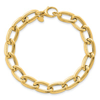 14k Polished And Textured Long Curb 7.5in Bracelet-SF3240-7.5