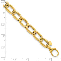 14k Polished And Textured Long Curb 7.5in Bracelet-SF3240-7.5