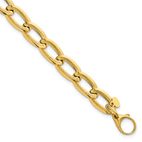 14k Polished And Textured Long Curb 7.5in Bracelet-SF3240-7.5