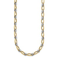 14k Two-tone Polished Fancy Oval Chain 7mm Necklace-SF3241-17.75