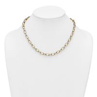 14k Two-tone Polished Fancy Oval Chain 7mm Necklace-SF3241-17.75