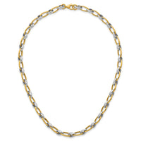 14k Two-tone Polished Fancy Oval Chain 7mm Necklace-SF3241-17.75