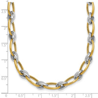 14k Two-tone Polished Fancy Oval Chain 7mm Necklace-SF3241-17.75