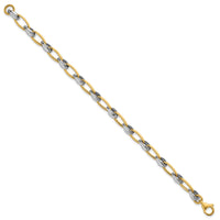 14k Two-tone Polished Fancy Oval Chain 7mm Bracelet-SF3241-7.5