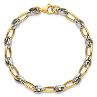 14k Two-tone Polished Fancy Oval Chain 7mm Bracelet-SF3241-7.5