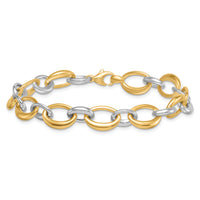 14k Two Tone Polished Fancy Link Bracelet-SF3242-7.5