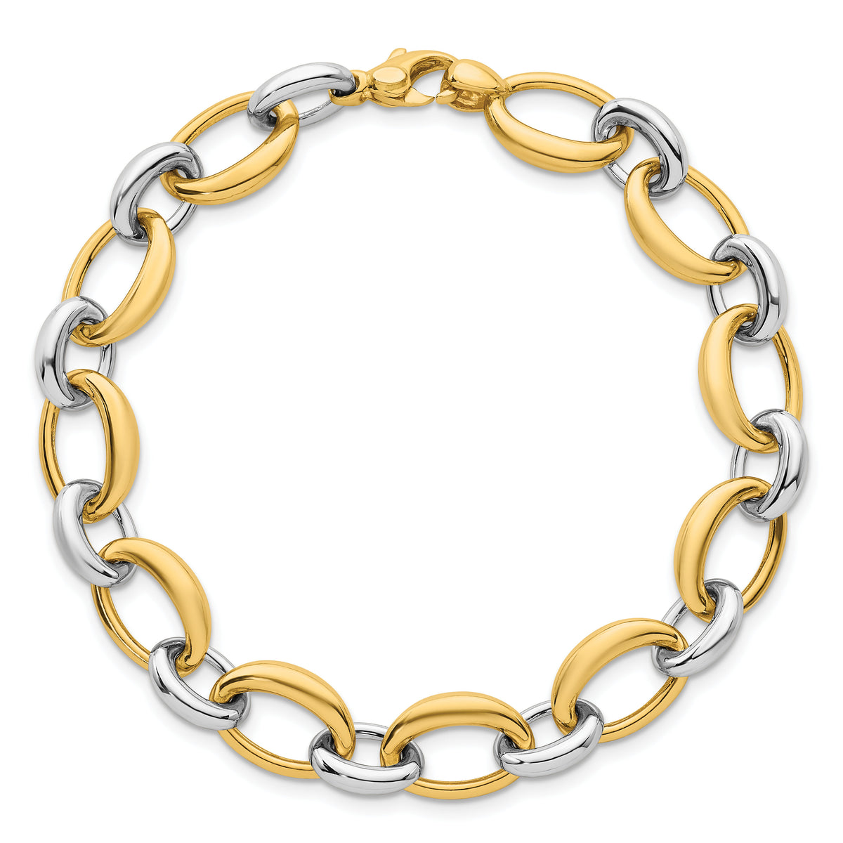 14k Two Tone Polished Fancy Link Bracelet-SF3242-7.5