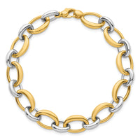 14k Two Tone Polished Fancy Link Bracelet-SF3242-7.5