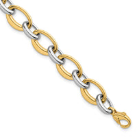 14k Two Tone Polished Fancy Link Bracelet-SF3242-7.5