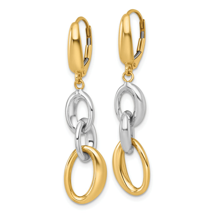 14k Two Tone Polished Fancy Link Earrings-SF3242E