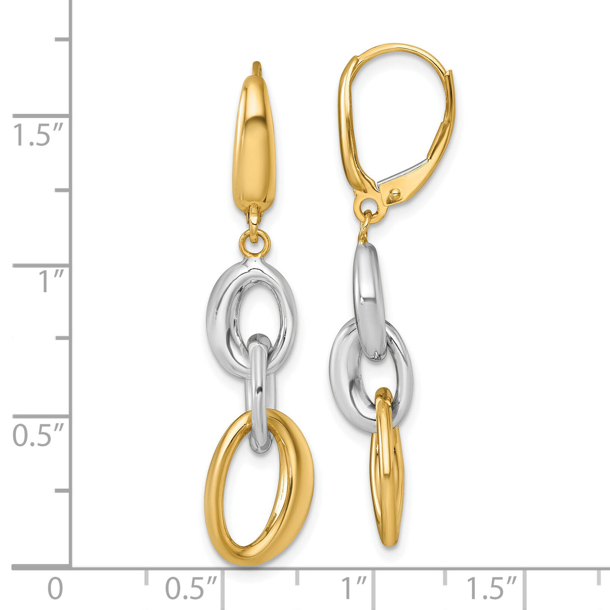 14k Two Tone Polished Fancy Link Earrings-SF3242E